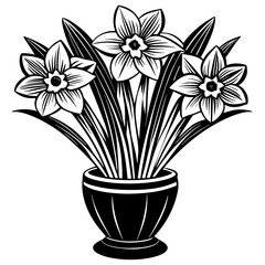 Daffodil vase vector silhouette illustration
