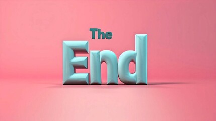 The End in 3D Letters on Pink Background

