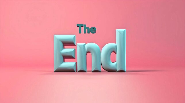 The End in 3D Letters on Pink Background
