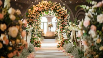 Fototapeta premium Wedding decorations floral arrangements and ceremonial arches