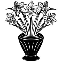 Daffodil vase vector silhouette illustration