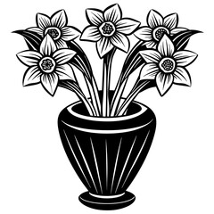 Daffodil vase vector silhouette illustration