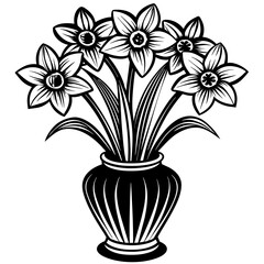 Daffodil vase vector silhouette illustration
