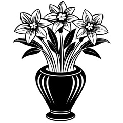 Daffodil vase vector silhouette illustration