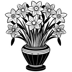 Daffodil vase vector silhouette illustration