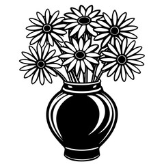Sunflower vase vector silhouette illustration