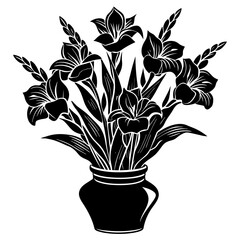 Gladiolus vase vector silhouette illustration