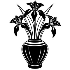 Iris  vase vector silhouette illustration