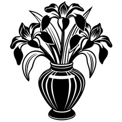 Iris vase vector silhouette illustration