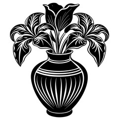 Iris vase vector silhouette illustration
