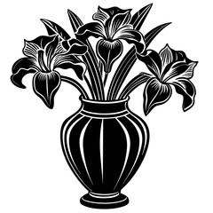 Iris vase vector silhouette illustration