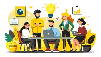 Ideas spark and fly! A tech startup team engages in a high-energy brainstorming session,  fostering a collaborative environment for innovation.