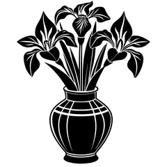 Iris vase vector silhouette illustration