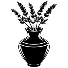 Lavender vase vector silhouette illustration