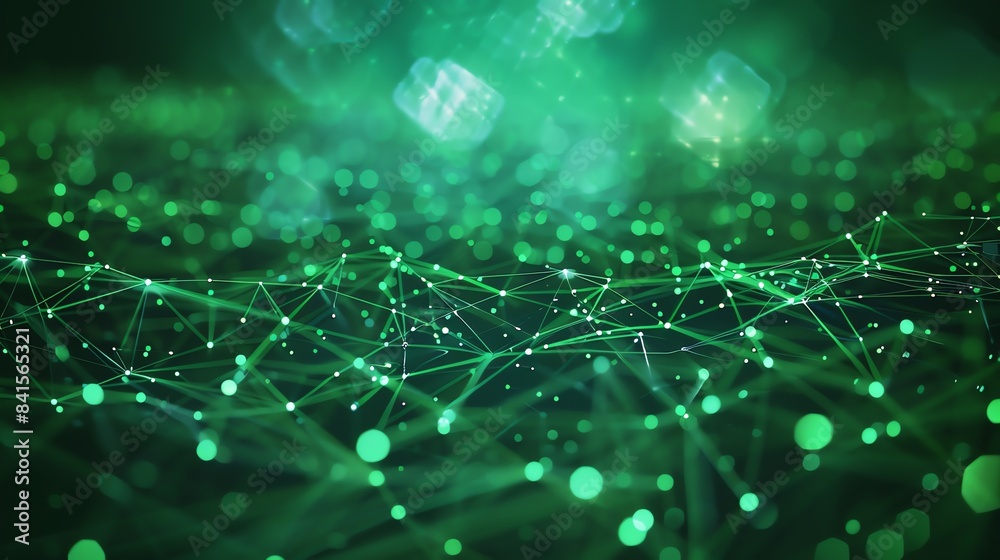 Wall mural glowing green neural network. artificial intelligence. machine learning concept. futuristic technolo