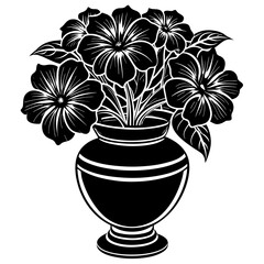 Petunia vase  vector silhouette illustration