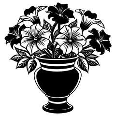 Petunia vase  vector silhouette illustration