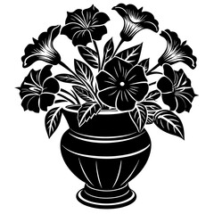 Petunia vase  vector silhouette illustration