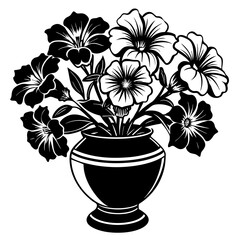 Poppy vase silhouette vector  illustration