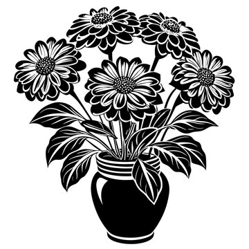 recommend clip art: Zinnia vase silhouette vector  illustration 