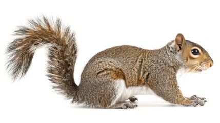 Obraz premium Eastern Gray Squirrel full body clearly photo on white background ,