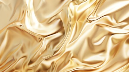 Obraz premium Golden fabric with soft waves. 3D rendering.