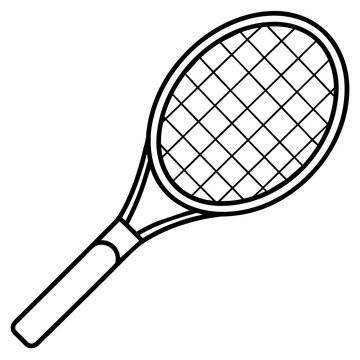 recommend clip art: Tennis racket outline coloring book page line art drawing