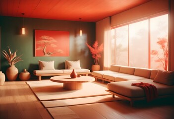 Photo modern style conceptual interior room 3d illustration