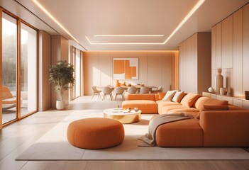 Fototapeta premium Photo modern style conceptual interior room 3d illustration