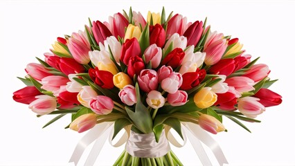 beautiful tulip Flower bouquet for wedding, isolated on transparent background