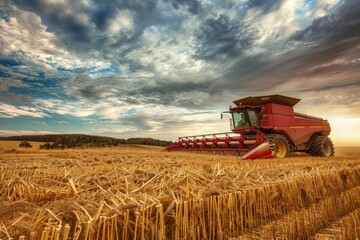 Obraz premium Agricultural Machinery in Vast Field