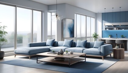 Photo modern style conceptual interior room 3d illustration