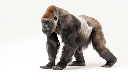 Fototapeta premium Eastern Lowland Gorilla full body clearly photo on white background , 