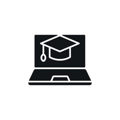 Digital education simple glyph icon. Vector solid isolated black illustration.