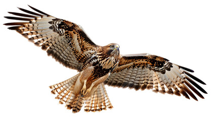 The flying hawk is isolated on a white background . Generative Ai