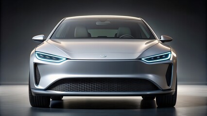 silver modern concept car front view 
