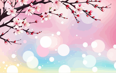 a branch of a blossoming tree with pink and white flowers
