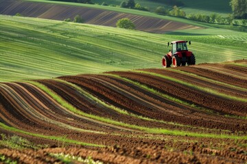Fototapeta premium Agricultural Machinery in Vast Field
