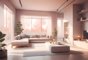 Fototapeta premium Photo modern style conceptual interior room 3d illustration