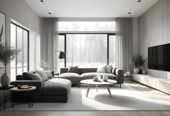 Fototapeta premium Photo modern style conceptual interior room 3d illustration