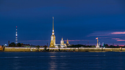 The Peter and Paul Fortress night timelapse is the original citadel of St. Petersburg, Russia