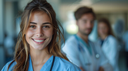 Fototapeta premium Doctor. Nurse. Portrait in Hospital. Healthcare, medical, clinic, uniform