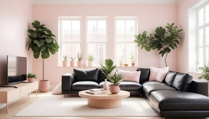 Fototapeta premium Photo modern style conceptual interior room 3d illustration