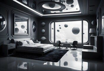 Fototapeta premium Photo modern style conceptual interior room 3d illustration