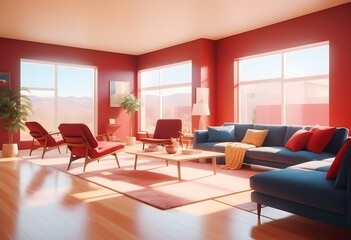 Fototapeta premium Photo modern style conceptual interior room 3d illustration