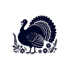 Turkey silhouette Clip art isolated vector illustration on white background