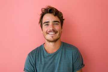 Fototapeta premium A close up portrait of a young man with a subtle smile