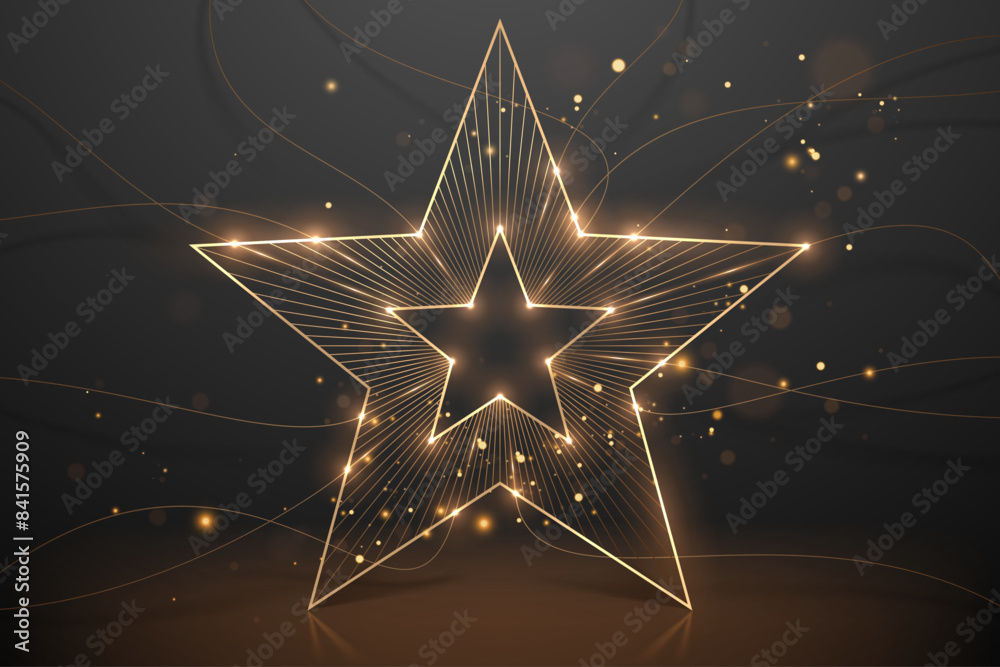 Canvas Prints golden star shape with lines and light effects