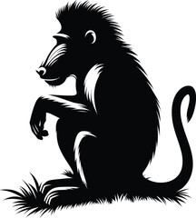 black and cartoon illustration of a squirrel