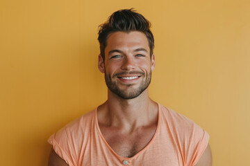 Obraz premium A close up portrait of a young man with a subtle smile
